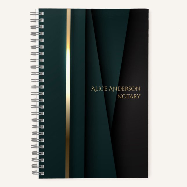 Cuaderno Oro verde de lujo elegante notario simple glamuros (Anverso)