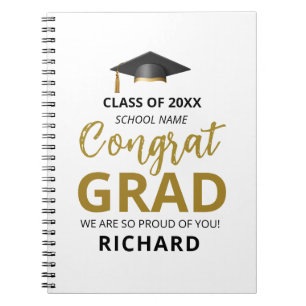 Cuaderno Oro y Negro Regalo personalizado de graduación m