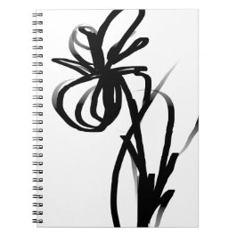 Cuaderno Orquídea en blanco y negro abstracto