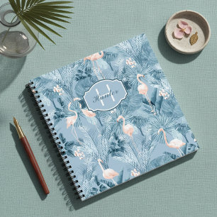 Cuaderno Orquídea Flamenco Patrón Tropical Azul ID868