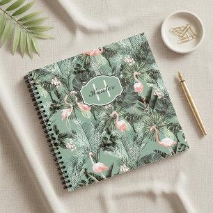 Cuaderno Orquídea Flamenco Patrón Tropical Sage ID868