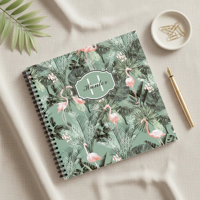 Cuaderno Orquídea Flamenco Patrón Tropical Sage ID868 (Subido por el creador)