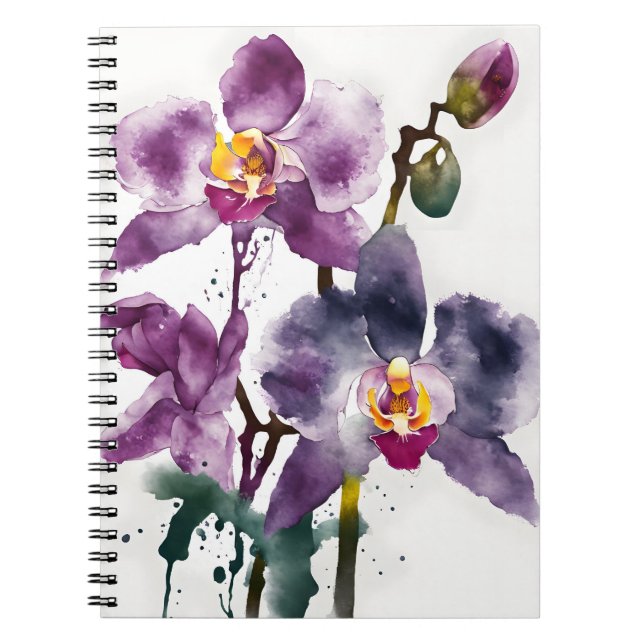Cuaderno Orquídea - Flores de acuarela (Frente)