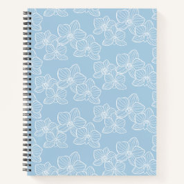 Cuaderno Orquídea lineal | Azul cielo botánico elegante