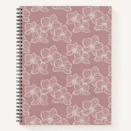 Cuaderno Orquídea lineal | Rosa polvoriento elegante botáni