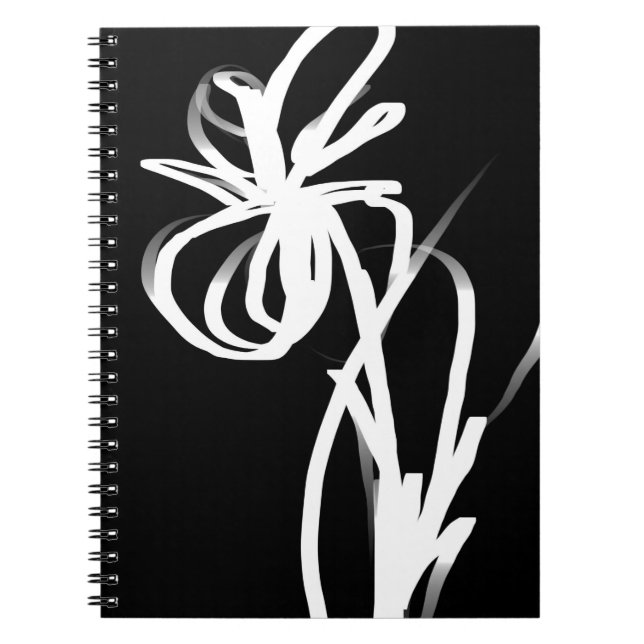 Cuaderno Orquídea Noir: Resumen en blanco y negro (Frente)