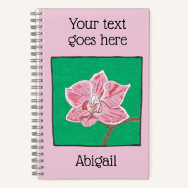 Cuaderno Orquídea rosa única, su título y nombre