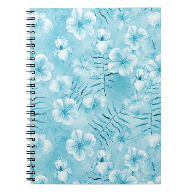 Cuaderno Orquídeas blancas acuáticas tropicales Hibiscus Fl (Frente)