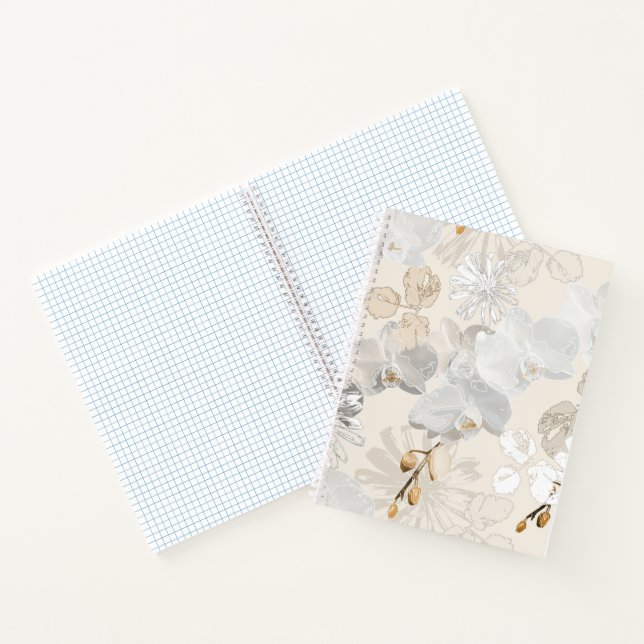 Cuaderno orquídeas blancas en una crema clara (Interior)