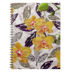 Cuaderno orquídeas naranjas amarillas.