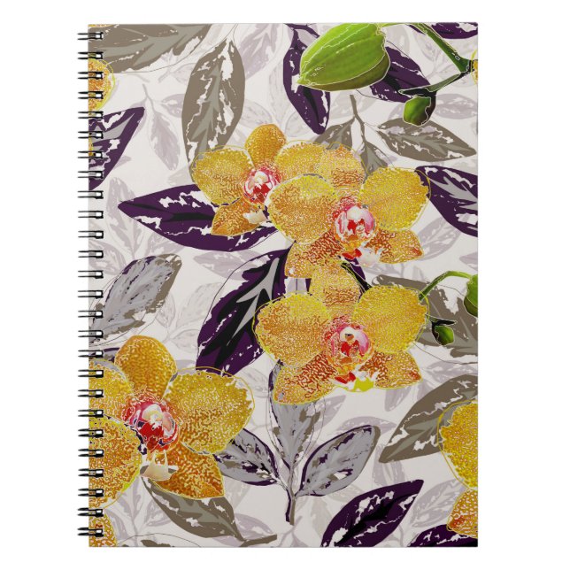 Cuaderno orquídeas naranjas amarillas. (Frente)