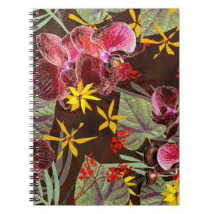 Cuaderno orquídeas rojas.