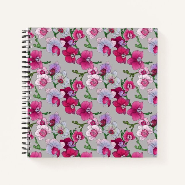 Cuaderno Orquídeas rosas en flor (Anverso)