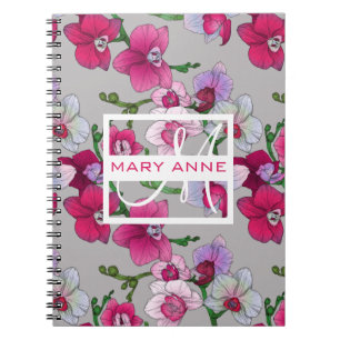 Cuaderno Orquídeas rosas en flor Agregar su nombre
