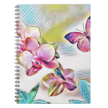 Orquídeas rosas, flores y mariposas