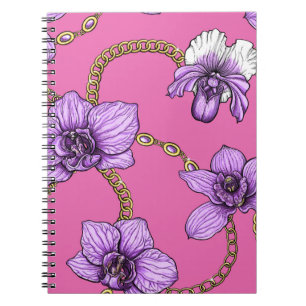 Cuaderno orquídeas y cadenas, violetas y rosas