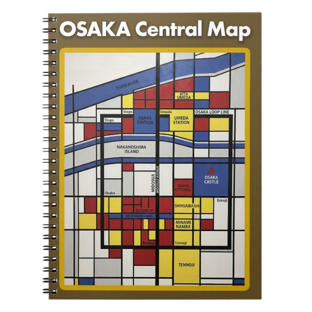 Cuaderno OSAKA central map Piet Mondrian style (Frente)