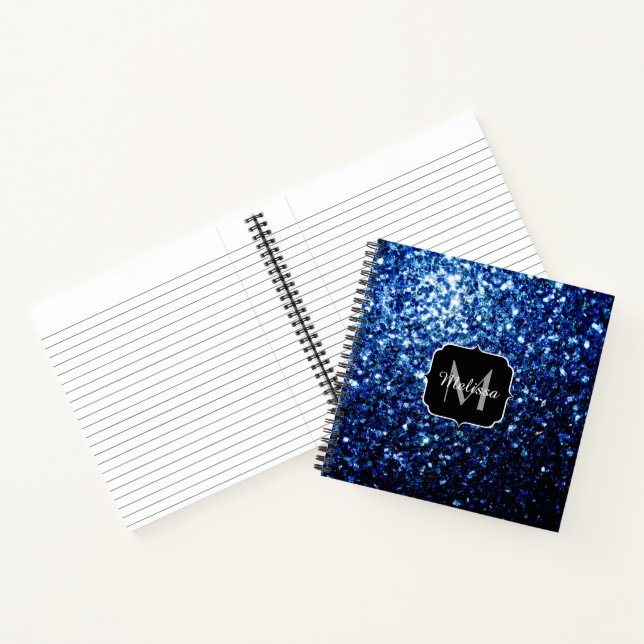 Cuaderno Oscuro Azul profundo brillante purpurina chisme Mo (Interior)
