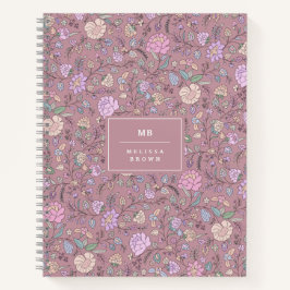 Cuaderno Oscuro Beige Púrpura Púrpura Whimsical Colorido Fl
