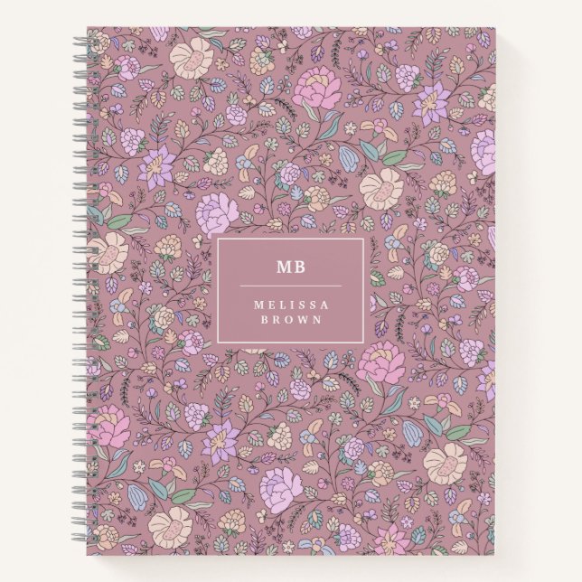 Cuaderno Oscuro Beige Púrpura Púrpura Whimsical Colorido Fl (Anverso)