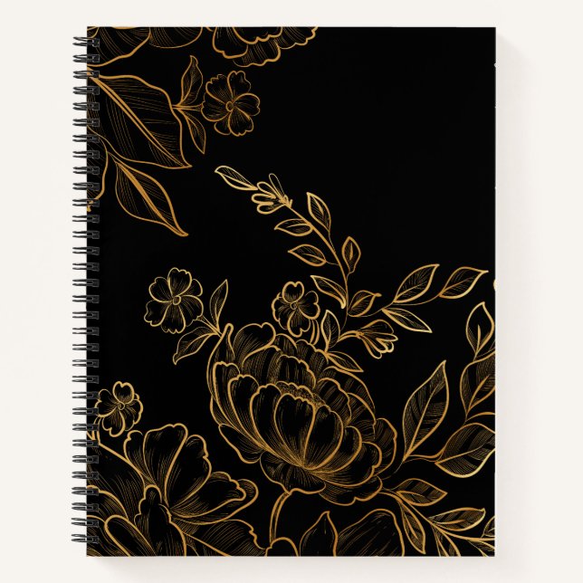 cuaderno oscuro de flores doradas (Anverso)