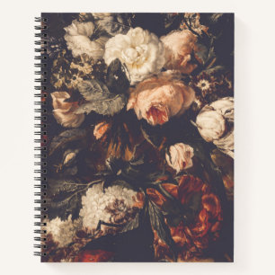 Cuaderno Oscuro Otoño Vintage Floral Notebook rosa rojo 2