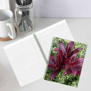 Cuaderno Oscuro rojo Asiático Lilies Floral