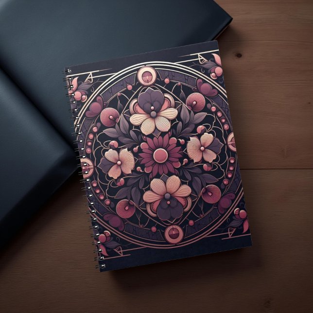Cuaderno Oscuro Romance Borgoña Art Deco Verano Floral (Subido por el creador)