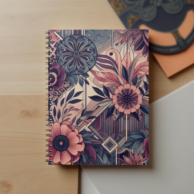 Cuaderno Oscuro Romance Borgoña Art Deco Verano Floral (Subido por el creador)
