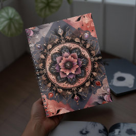 Cuaderno Oscuro Romance Borgoña Art Deco Verano Floral