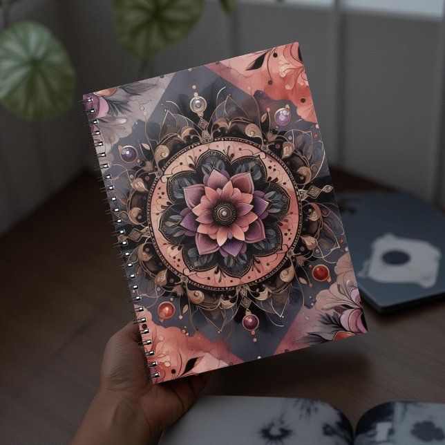 Cuaderno Oscuro Romance Borgoña Art Deco Verano Floral (Subido por el creador)