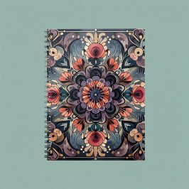 Cuaderno Oscuro Romance Borgoña Art Deco Verano Floral