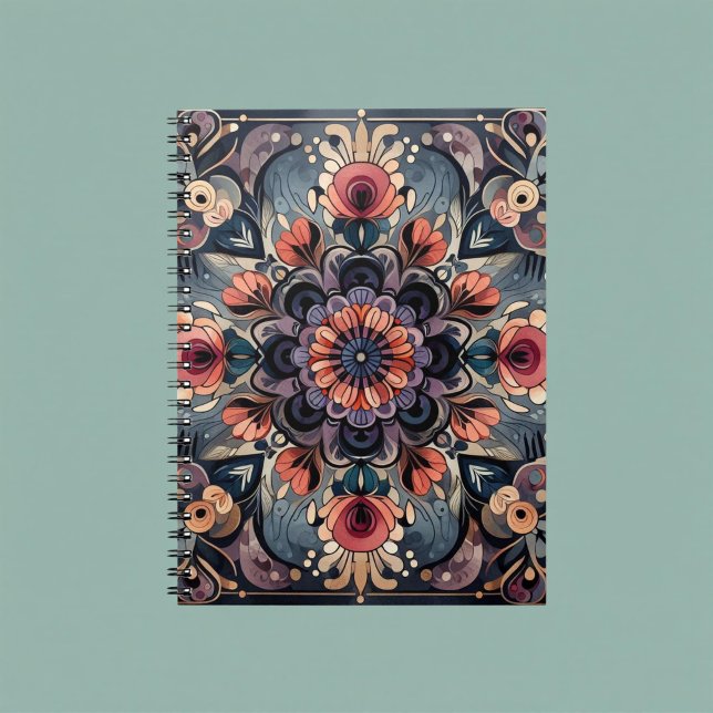 Cuaderno Oscuro Romance Borgoña Art Deco Verano Floral (Subido por el creador)
