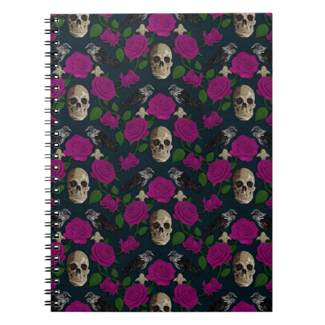 Cuaderno Oscuro Rosa gótico gótico grisáceo Vines Raven Sku (Frente)