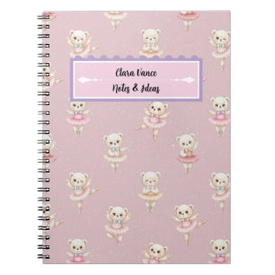 Cuaderno Osito bailarina rosa patrón continuo