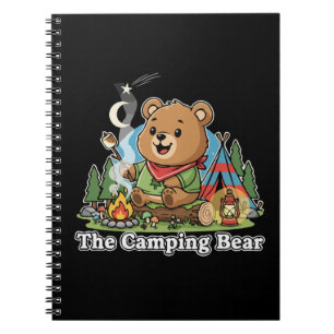 Cuaderno Osito de dibujos animados adorable acampando y asa