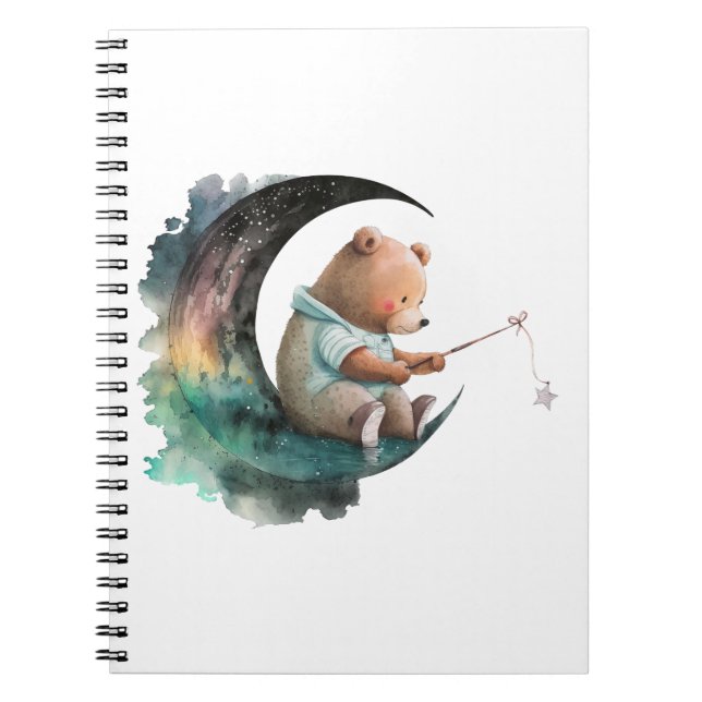 Cuaderno Osito de peluche en la luna, oso de dibujos animad (Frente)