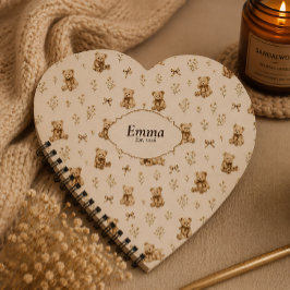 Cuaderno Osito de peluche Gif Heart con nombre personalizad