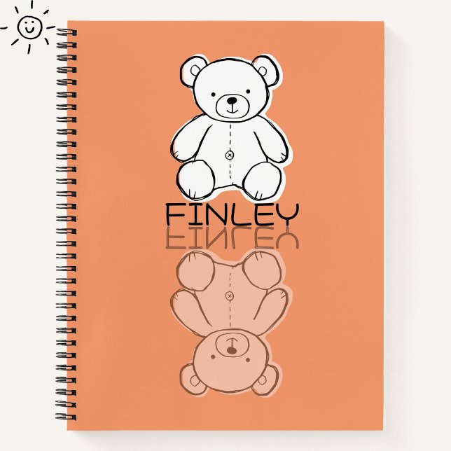 Cuaderno Osito de peluche rosa lindo reflejo garabato nombr (Subido por el creador)
