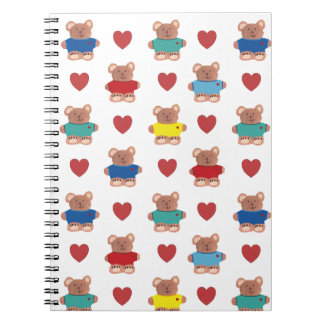 Cuaderno Ositos de peluche con camisetas y corazones