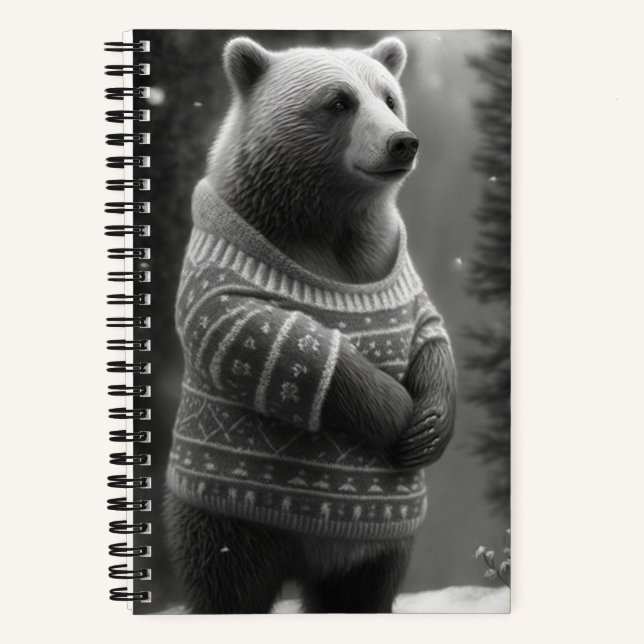 Cuaderno Oso Adorable con un suave suéter (Anverso)