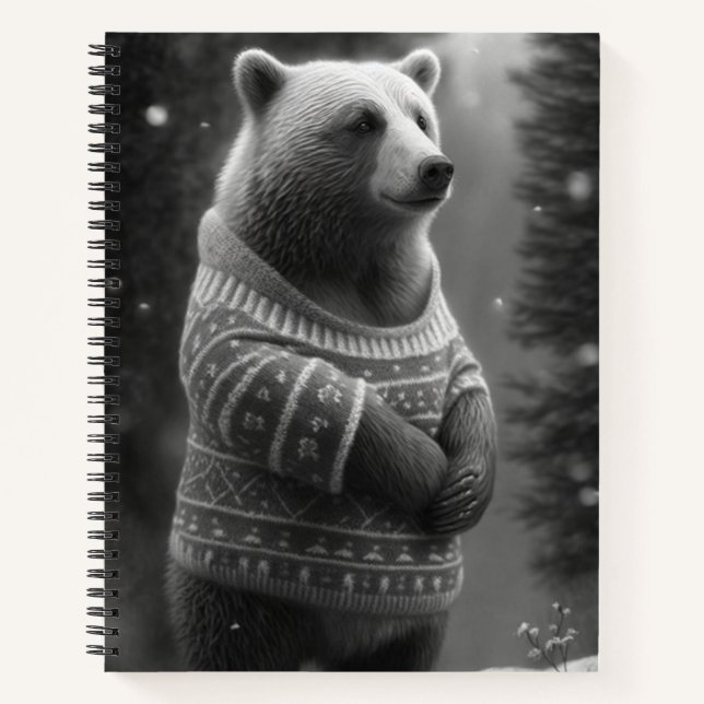 Cuaderno Oso Adorable con un suave suéter (Anverso)