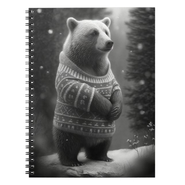 Cuaderno Oso Adorable con un suave suéter (Frente)