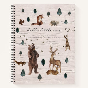 Cuaderno Oso bebé/embarazo bosque rústico boscoso