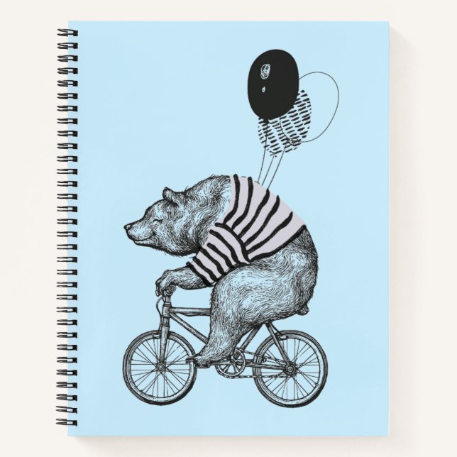 Cuaderno Oso de bicicleta con globo (Anverso)