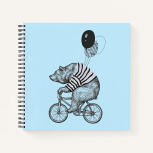 Cuaderno Oso de bicicleta con globo