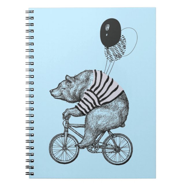 Cuaderno Oso de bicicleta con globo (Frente)