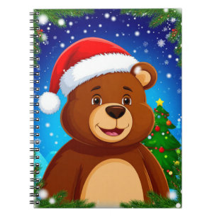 Cuaderno Oso de dibujos animados lindo con sombrero de Sant
