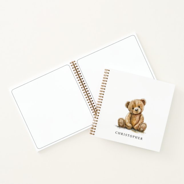 Cuaderno Oso de felpa acuarela personalizado Boceto para ni (Interior)