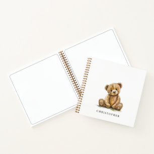 Cuaderno Oso de felpa acuarela personalizado para niños Boc